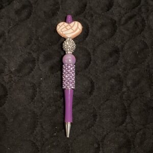 Purple and Silver Beaded Pen